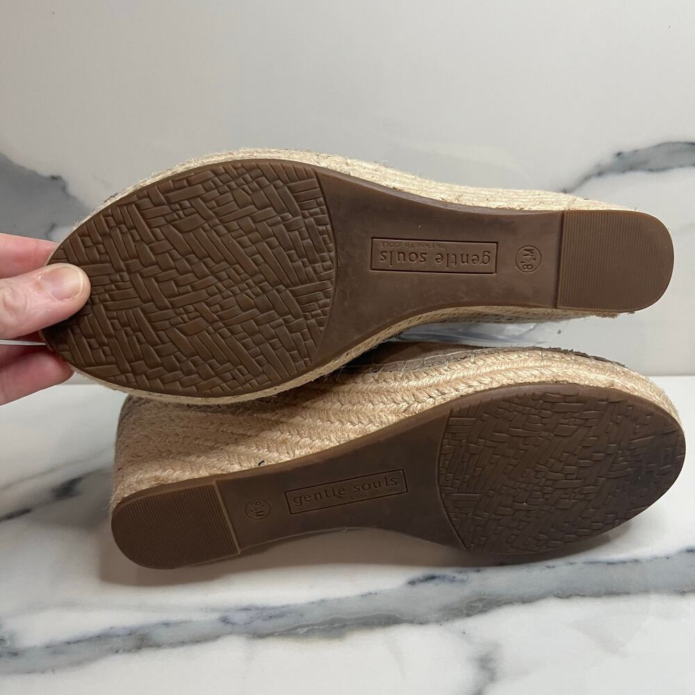 Gentle Souls Women's Neutral Suede Espadrille Wedge Colleen Sandals Sz 8.5 Beach - Picture 7 of 7